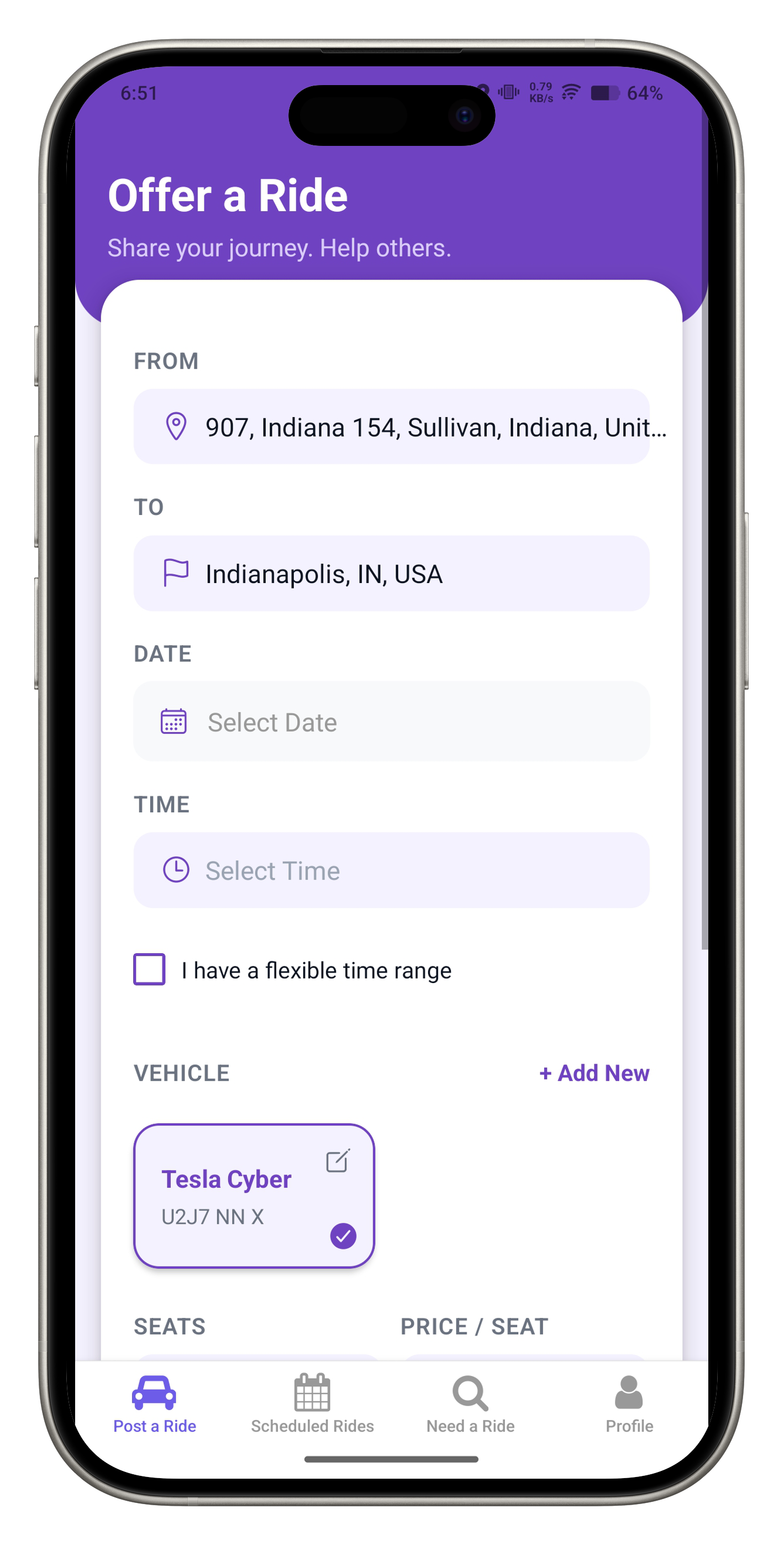 ZygoRIde ride search screen